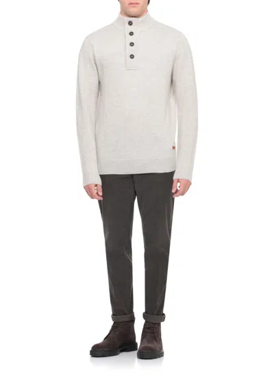 Barbour Buttoned High Neck Sweater In Neutral