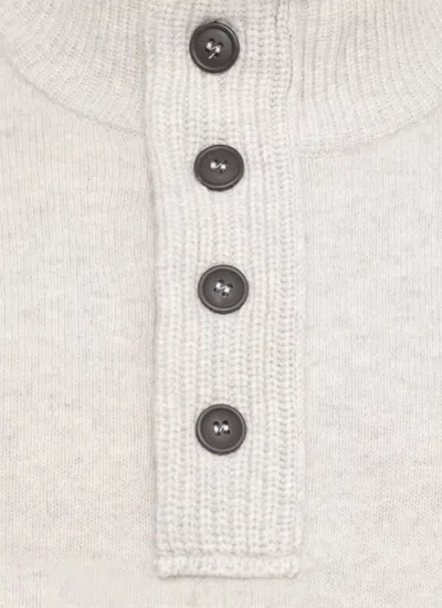 Barbour Buttoned High Neck Sweater In Neutral