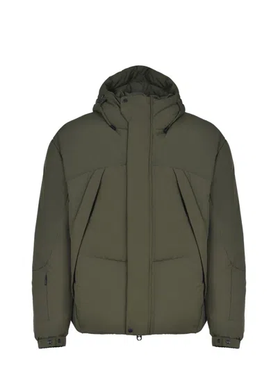 Jg1 Yves Salomon Green Hooded Down Jacket In Green