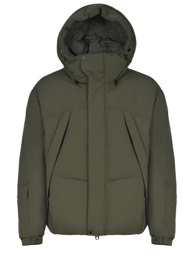 Jg1 Yves Salomon Green Hooded Down Jacket In Green