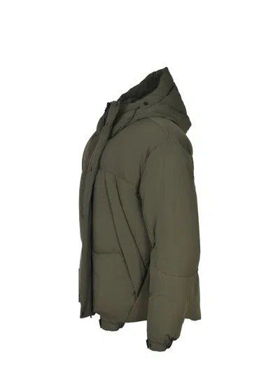 Jg1 Yves Salomon Green Hooded Down Jacket In Green
