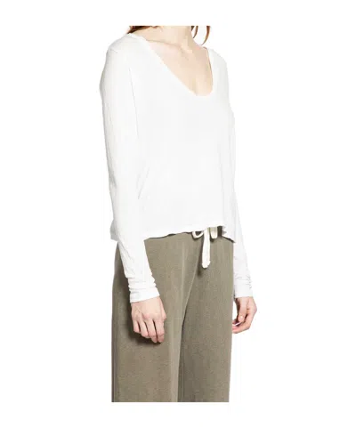 James Perse Stretch Rib Double Front Deep V Tee White In White