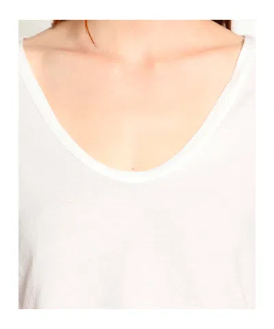 James Perse Stretch Rib Double Front Deep V Tee White In White