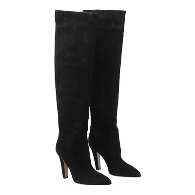 Paris Texas Over-the-knee Suede Pointed Toe Boots In Black