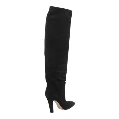 Paris Texas Over-the-knee Suede Pointed Toe Boots In Black