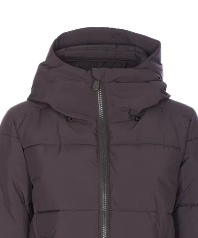 Save The Duck Brown Black Long Down Jacket In Brown
