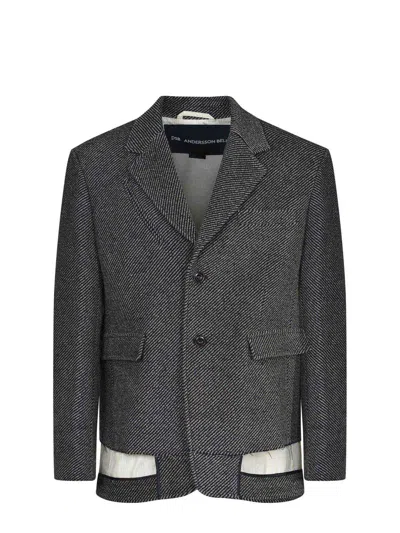 Andersson Bell Inside Out Wool Blazer In Gray