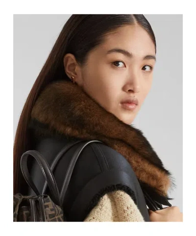 Fendi Crystal-embellished Metallic Earrings In Brown