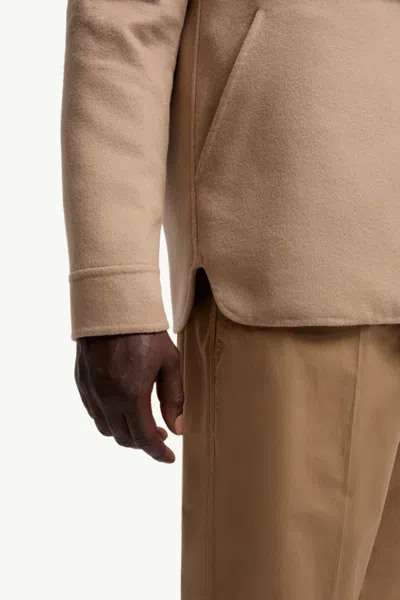 Moncler Tagnit Reversible Wool Shirt Jacket In Brown