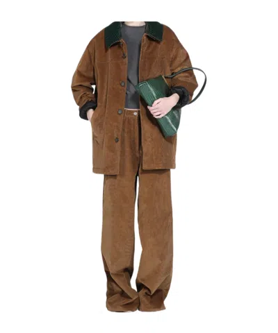 N°21 Crocodile-collar Corduroy Jacket In Brown