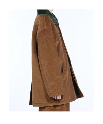 N°21 Crocodile-collar Corduroy Jacket In Brown