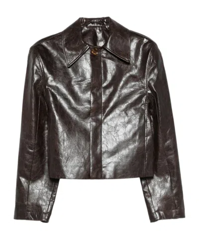 Séfr Lapel Long-sleeved Casual Jacket In Brown