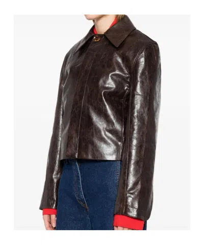 Séfr Lapel Long-sleeved Casual Jacket In Brown