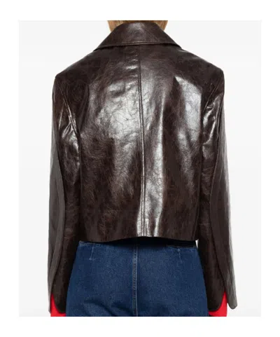 Séfr Lapel Long-sleeved Casual Jacket In Brown