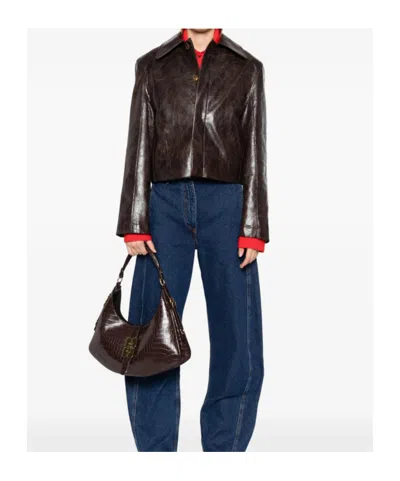 Séfr Lapel Long-sleeved Casual Jacket In Brown