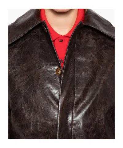 Séfr Lapel Long-sleeved Casual Jacket In Brown