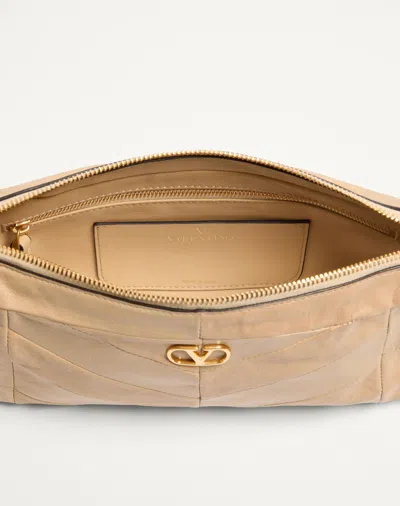 Valentino Garavani Panthea Small Shoulder Bag In Nappa Leather With A Chevron Pattern In Brown