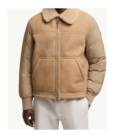 Moncler Tonnay Suede And Shearling Down Jacket In Brown