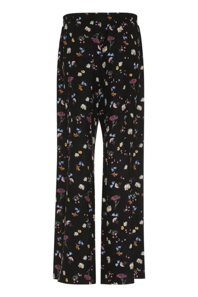 Stella Mccartney Printed Silk Pants In Black