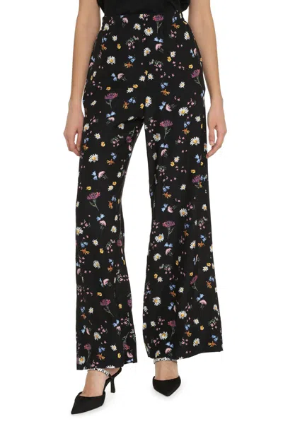 Stella Mccartney Printed Silk Pants In Black