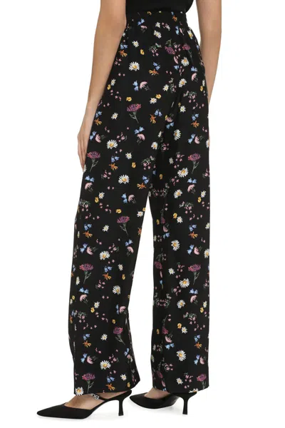 Stella Mccartney Printed Silk Pants In Black