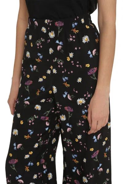 Stella Mccartney Printed Silk Pants In Black