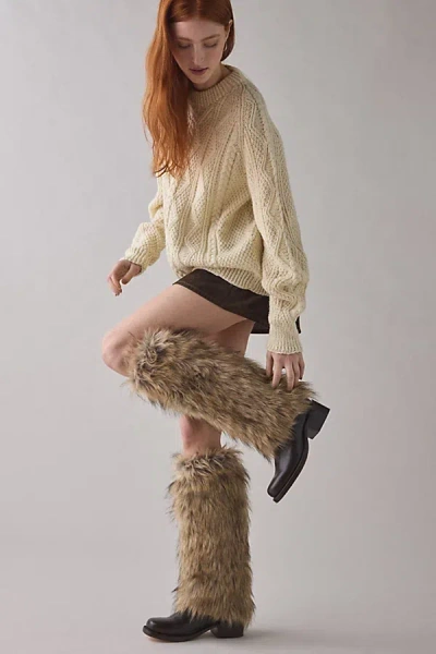 Urban Outfitters Faux Fur Leg Warmers In Brown, Women's At  In Brown