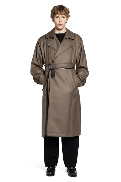 Ssstein Wool Trench Coat In Brown
