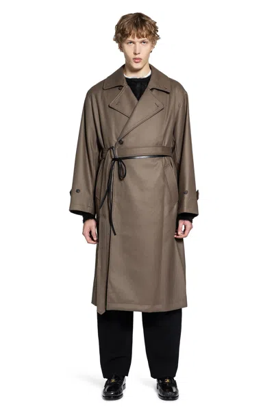 Ssstein Wool Trench Coat In Brown