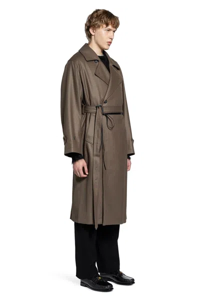 Ssstein Wool Trench Coat In Brown