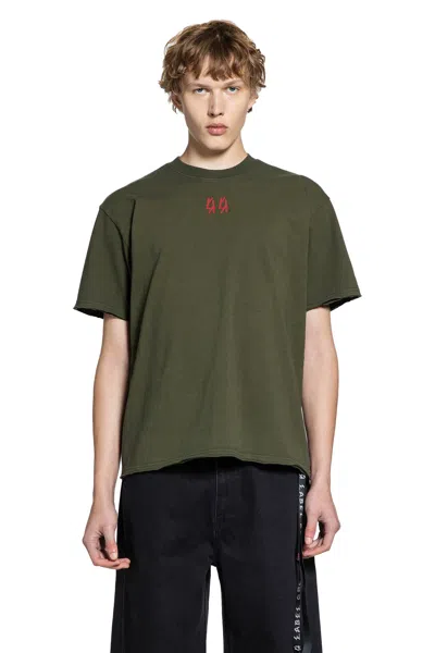 44 Label Group Green Crewneck T-shirt With Dropped Shoulders And Logo Print On Front And Rear In Cotton Man In Green