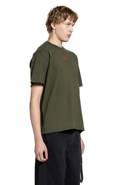 44 Label Group Green Crewneck T-shirt With Dropped Shoulders And Logo Print On Front And Rear In Cotton Man In Green