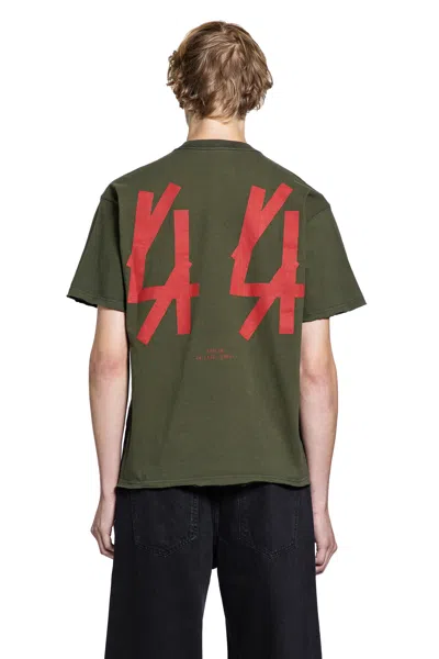 44 Label Group Green Crewneck T-shirt With Dropped Shoulders And Logo Print On Front And Rear In Cotton Man In Green