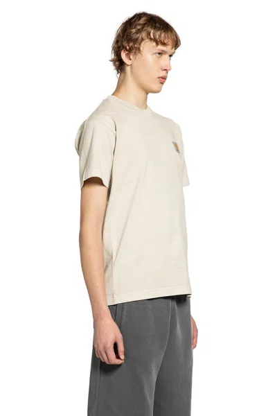 Carhartt Man Beige T-shirts & Tank Tops In Green