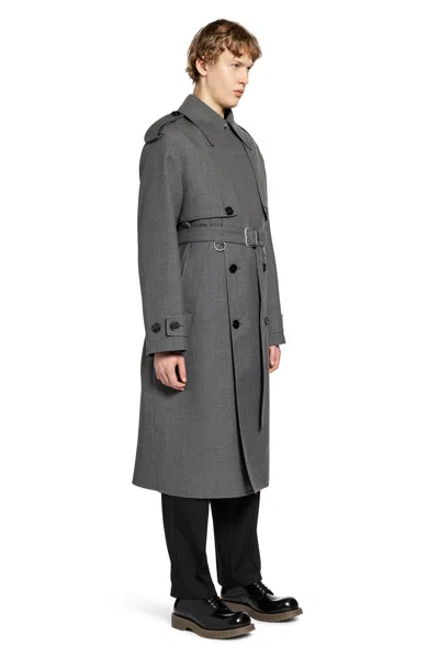 Jil Sander Wool Gabardine Trench Coat In Gray
