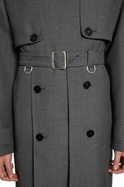 Jil Sander Wool Gabardine Trench Coat In Gray