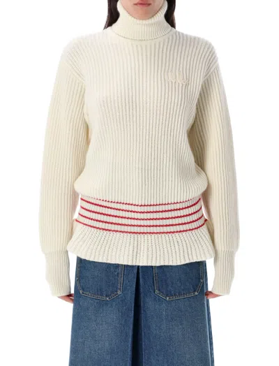 Chloé Oversized Wool And Mohair Knit Turtleneck Jumper In White