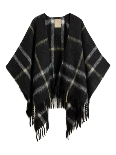 Woolrich Brushed Check-pattern Cape In Multi