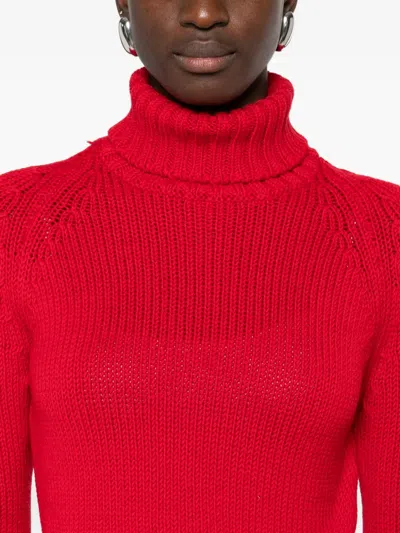 Base Wool Turtle-neck Jumper In Red