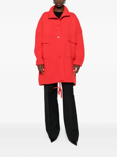 Laboratorio Capri Buttoned Flap-pockets Single-breasted Coat In Red