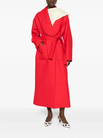 Rochas Belted Coat In Red
