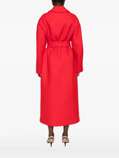 Rochas Belted Coat In Red