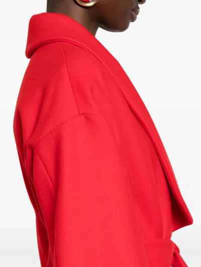 Rochas Belted Coat In Red