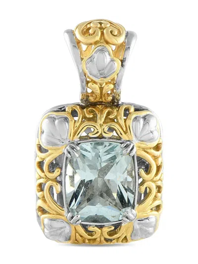 Pre-owned John Hardy 18k Yellow And White Gold Aquamarine Pendant