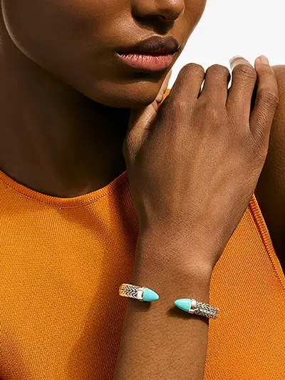 John Hardy Sterling Silver Turquoise Spear 50 Flex Cuff In Brown