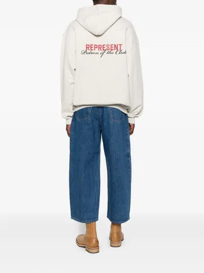 Represent Classic Hoodie With Front Kangaroo Pocket And Adjustable Drawstring In White