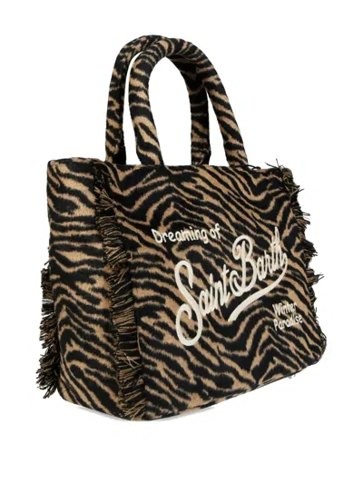 Mc2 Saint Barth Zebra Colette Felt Handbag In Neutral