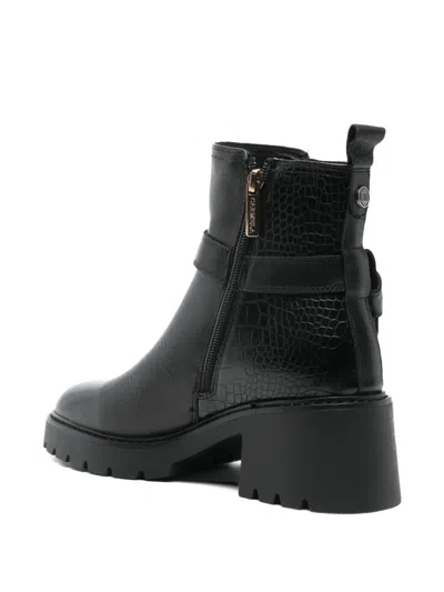 Carmela 60mm Crocodile-effect Boots In Black