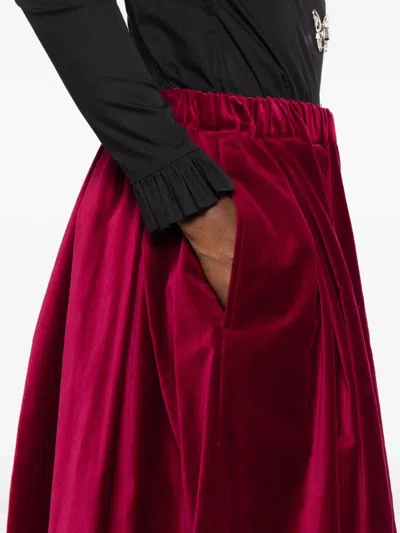 Comme Des Garçons Pleated Midi Skirt In Red