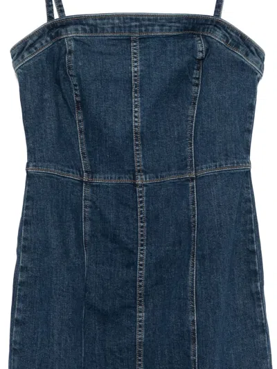 Levi's Panelled Bustier Midi Dress In Blue